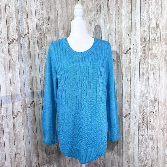 New York & Company Sweaters - Women's New York & Company Sweater | Blue | Crew Neck | Large | Cable Knit